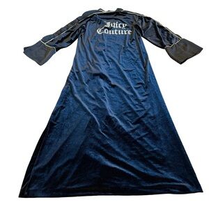 Juicy Couture Black Velvet Abaya Robe Open Front Rhinestone Maxi Size Small